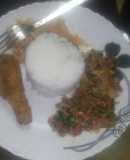 Braised rice acco by chicken stakes,ratatoulle,cabbage