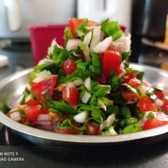 A picture of Spring Onion Salad - My kind of Christmas tree.
