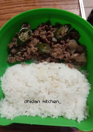 Foto resep Bekal anak Beef teriyaki cabe ijo