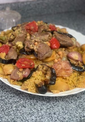 A picture of Maqluba with Beef.