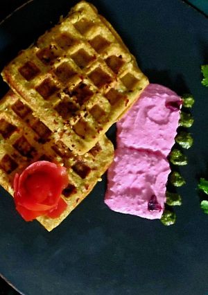 A picture of Moong dal Corn Waffle.