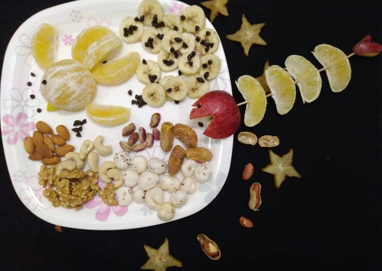 Recipe of Appetizing Fruit and Nuts Morning Breakfast Plate