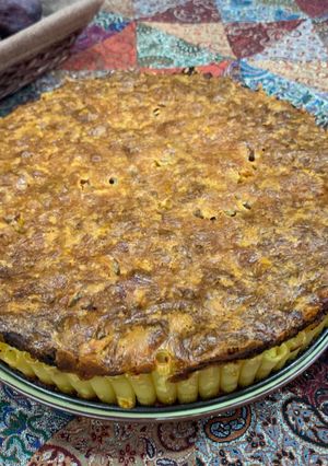 عکسی از دستور کیک پیتزایی پاستا🍝🍕🍲