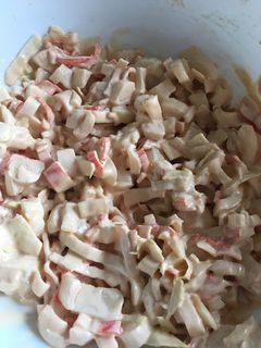 Una foto de Relleno de tartaletas con surimi y endivias