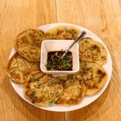 A picture of Basil & Spring Onion Okara Pancakes.