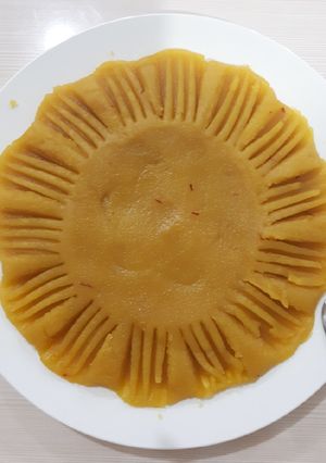 عکسی از دستور حلوای زعفرانی مونا پز