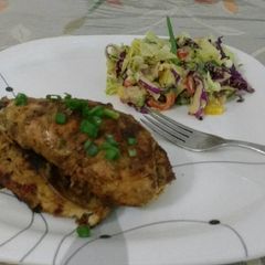 A picture of Grilled Chicken with Green Salad.
