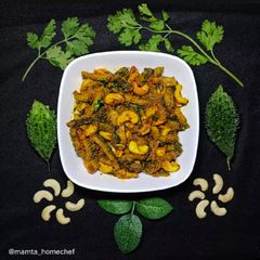 A picture of Kaju Karela Sabji.