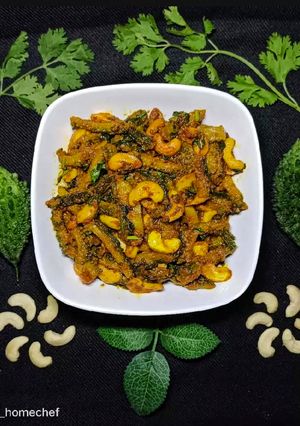 A picture of Kaju Karela Sabji.