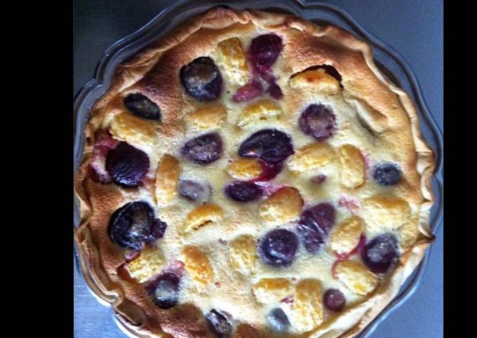 Tarte pêches de vigne et clémentines