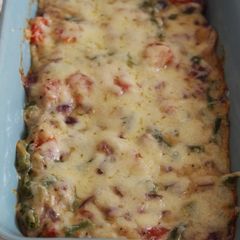 A picture of Cheesy baked vegetable and rice.
