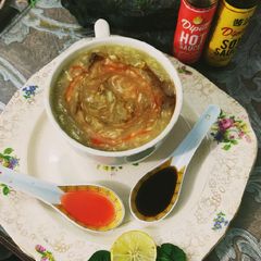 A picture of Chicken corn soup.