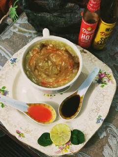 A picture of Chicken corn soup.