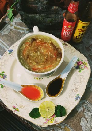A picture of Chicken corn soup.