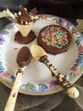 White Chocolate cup and spoon and milk chocolate filled with sprinkle