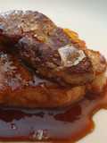 Entrecot de ternera lechal con reducción de vino de Jerez y foie
