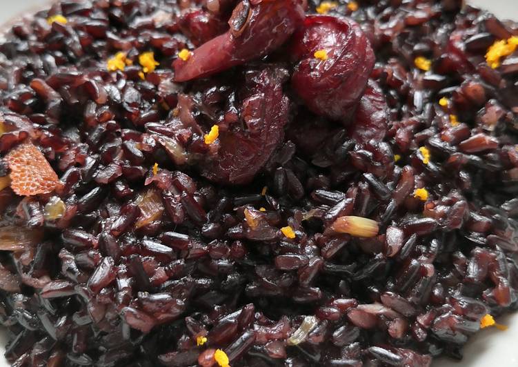 Riso venere all'arancia e gamberi