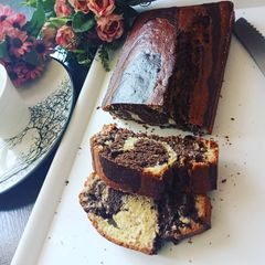 Banana marble pound cake A picture of Banana marble pound cake.