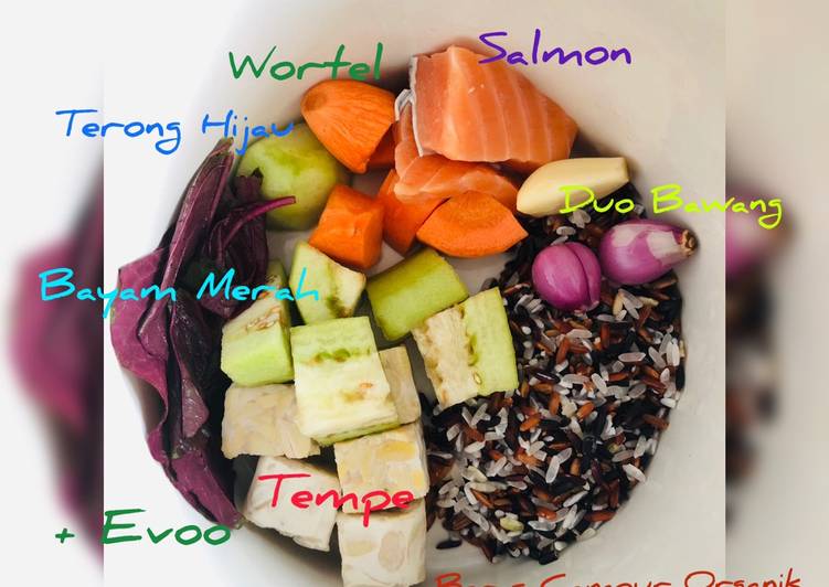 Resep MPASI Bubur Terong Hijau Salmon (7mo+) (Menu 4 ⭐️) yang Sempurna