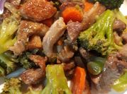 A picture of spring onion pork