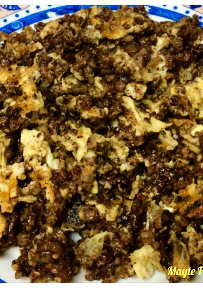 Una foto de Revuelto de morcilla de Burgos con sésamo