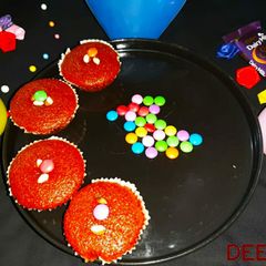 Eggless Broken wheat Beetroot Jaggery Cup Cakes A picture of Eggless Broken wheat Beetroot Jaggery Cup Cakes.