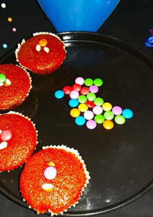 A picture of Eggless Broken wheat Beetroot Jaggery Cup Cakes.