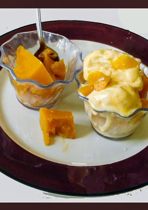 A picture of Mango ice cream, Mango jelly.