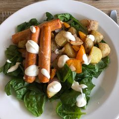 A picture of Curried Potato Sausage Traybake.