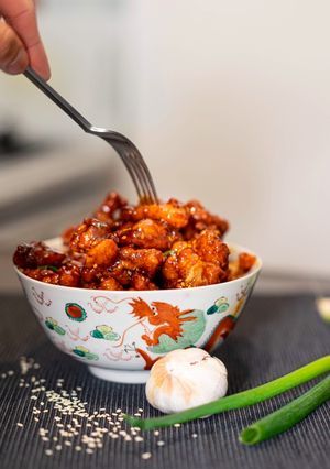 A picture of Korean Popcorn Fried Chicken.
