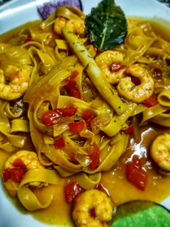 Una foto de Fettuccine con gambas