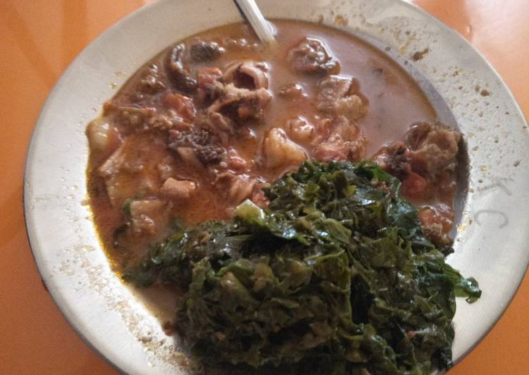 Step-by-Step Guide to Prepare Homemade Stewed matumbo with greens