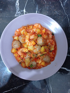Foto resep Rica-rica udang bakso kentang