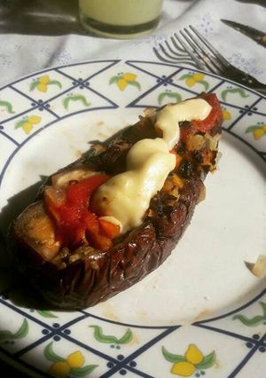 Una foto de Berenjena rellena🍆🍆