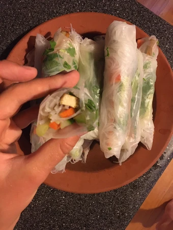 Easy Steps to Make Recipes Satay tofu rice paper rolls the So Delicious Delicious.