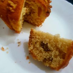 A picture of Eggless Banana Walnut muffin Cake.