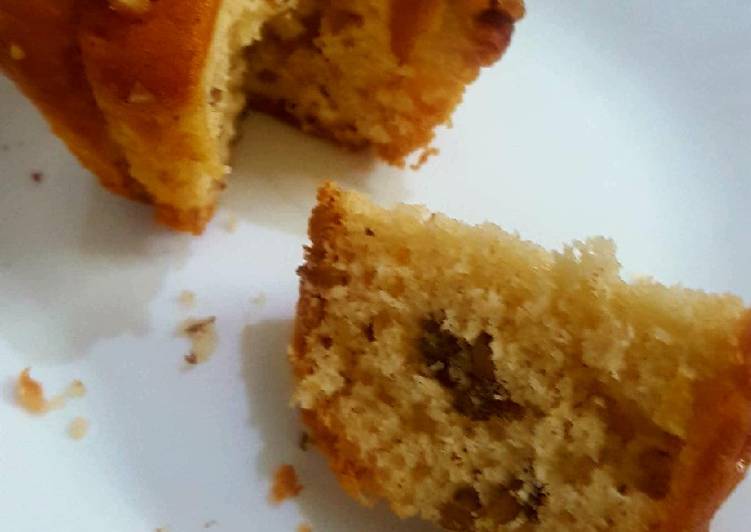 eggless banana walnut muffin cake recipe main photo