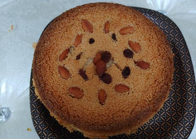Easy Eggless Rava Cake (Semolina Cake) - Cook With Renu