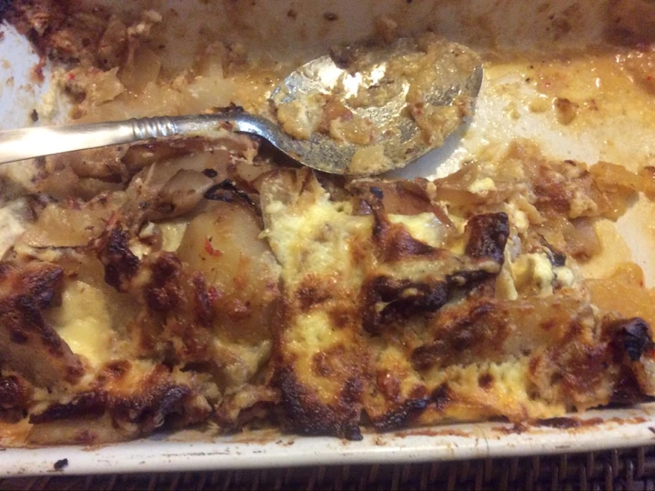 Recipe Spicy oven baked sautéd potato and bacon gratin the Delicious Appealing