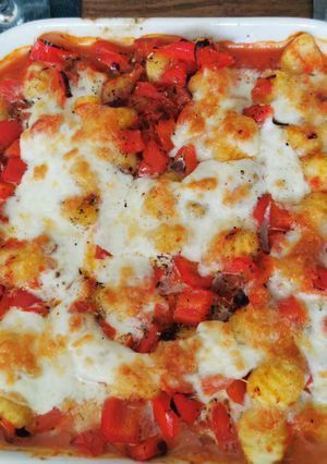 Une photo de Gratin de gnocchi à la mozzarella (végétarien)