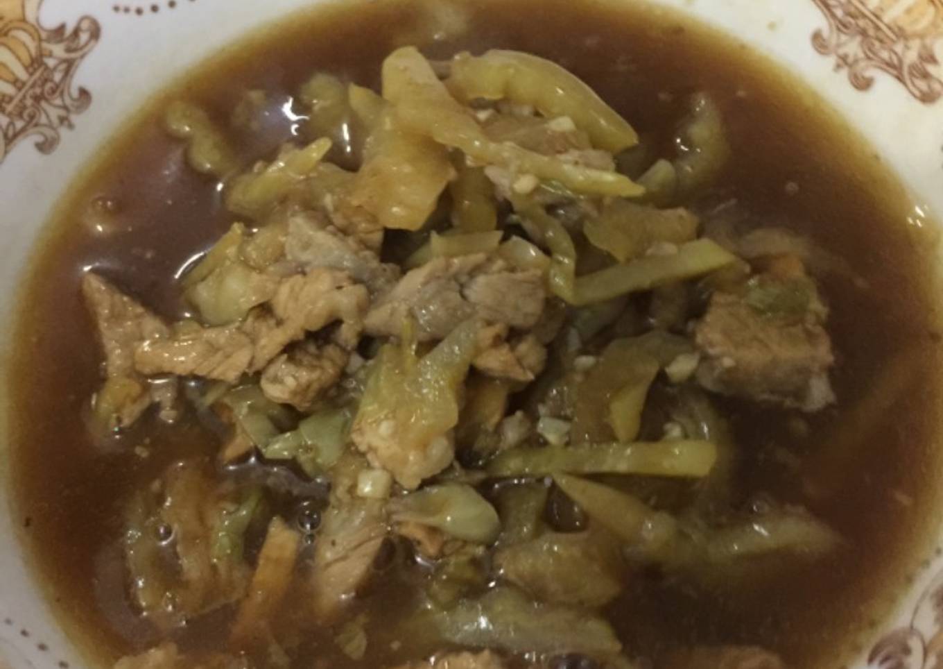 Tumis daging b2 sayur asin (non halal)