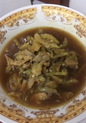 Foto resep Tumis daging b2 sayur asin (non halal)
