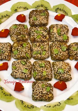 A picture of Kiwi seasame Burfi.