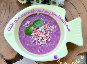 Hình của món Cháo yến mạch khoai lang tím thanh cua.