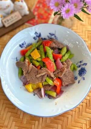 Hình của món Thịt Bò Xào Măng Tây, Ớt Chuông.