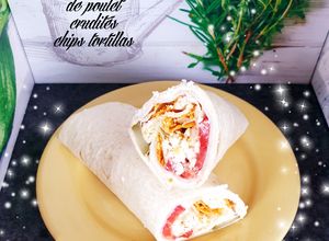 Une photo de Wrap blanc de poulet crudités chips tortillas 😋