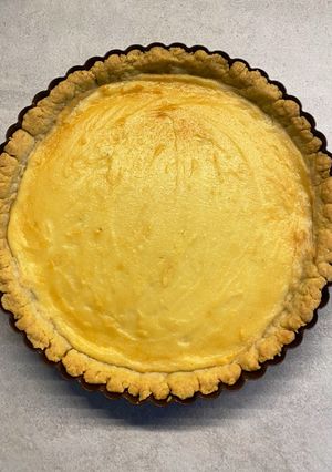 Foto di Crostata con frolla all’olio ricotta e cioccolato bianco