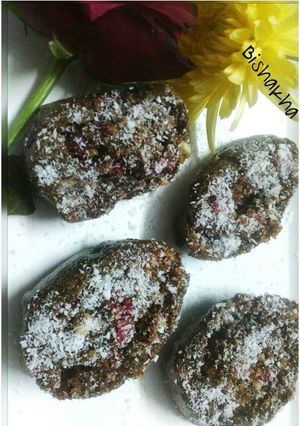 A picture of Coconut stuffed Bajra Gond Barfi.