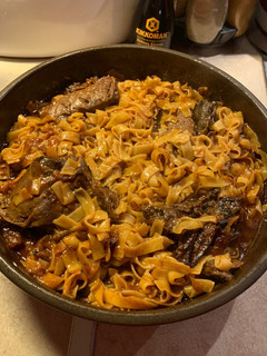 A picture of Venison with Pasta in the Oven!!!.