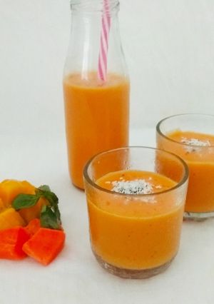 A picture of Coconut Mango Papaya Smoothie.